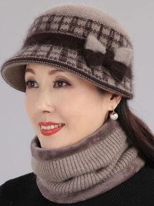 Fall and Winter New Warm Ladieswear Winter Cold Protection Fashion Fashionable Bow Knitted Hat Middle-Aged and Elderly Grandma Woolen Cap