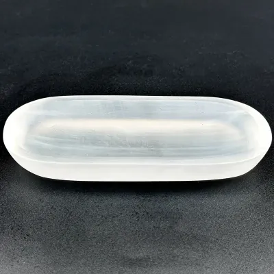 1pc Selenite Bowl Plate Ornament Irregular Oval Carved Quartz Crystal Gift for Friend Office Bedroom Living Room Home Decorat