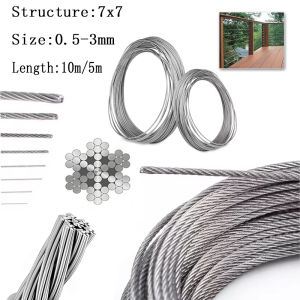 7x7 Stainless Steel Wire Rope 5m 10m Flexible Cable for Drying Rack Lifting Fishing Pulling Heavy Duty DIY 0.5mm-3mm