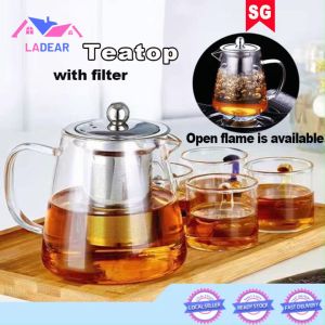 {SG} Glass Teapot with Removable Infuser / Glass Chinese Tea Pot with Strainer / Glass Tea Cup Cups Tea Maker Brewer