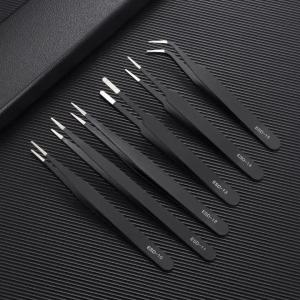 Watch Repair Tools ESD Anti-Static Stainless Steel Tweezers Clamping Tool Straight Bend for 6pcs/Set Watchmaker Accessories Tool