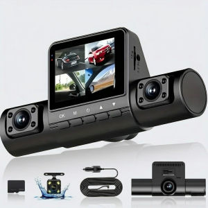 1080P Full HD Dash Cam with 4 Lenses Wide Angle Loop Recording Car DVR Video Recorder IPS Screen Compatible Laptop