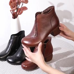 INLIKE Korea Cantik Kekinian Kulit Sepatu Boots Wanita Tinggi Heels Sepatu Cewek Casual Formal Santai Lembut Kerja Kuliah 199