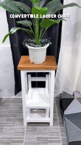 Bar Stool or step stool convertible to ladder made from solid wood three-step ladder chair three step ladder or two step ladder solid wooden convertible ladder ladder chair