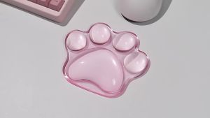 Tấm Lót Chuột Trong Suốt Hình Chân Mèo Màu Hồng Dễ Thương Có Bảo Vệ Cổ Tay Silicon Chống Trượt Bảo Vệ Tay Cho Máy Tính Để Bàn Máy Tính Xách Tay