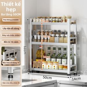 JIABAILI | Kệ Gia Vị Bếp Inox 304 Hẹp