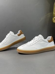 Comfortable Mens Genuine Leather Sneakers Retro Sport Deoxynucleotide Flat Bottom Casual round Toe Thickened TPR Outsole