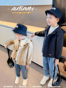 Childrens Casual Style Double Layer Boys Jacket Autumn Spring Season Polyester Fiber Zipper Closure round Neck Coat for Kids