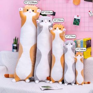 Goldstar Cat Plush Long Body Pillow Cuddle Cartoon Stuffed Animals Cat Plushie Soft Doll Pillows Gifts for Kids Girls