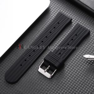 Watchdives 20mm 22mm Soft Rubber Waffle Strap Bracelet Universal Men Diver Silicone Waterproof Sport for Seiko5 SKX007 Watchband