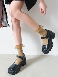 South Korea Lolita Mesh Lace Bunching Socks Japanese Style All-Matching Velvet Thin Breathable Womens Mid Tube Stockings Ins Fashion