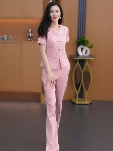 New Chinese Style Loose Casual Short Sleeve Two-Piece Set Womens Summer 2025 Fashionable Cotton round Neck Suit