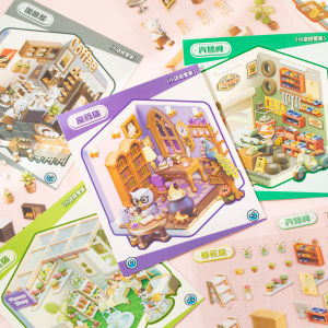 Dream Room 3D Scenery Stickers Book Cartoon Shop Management Cottage Girl Handmade DIY Decal Gift Yu Xian Brand TZ-ZMY-01