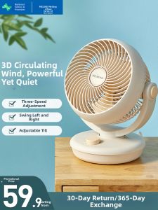 MeiLing Turbo Air Circulation Fan Small Desktop Fan for Office Use Student Dormitory 3 Speeds Portable Design Standard Wind