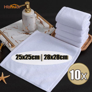 1/10PCS 25/28cm White Square Cotton Face Towel Kitchen Thickened Cleaning Absorbent Water Towel Travel Portable Small Hand Towels