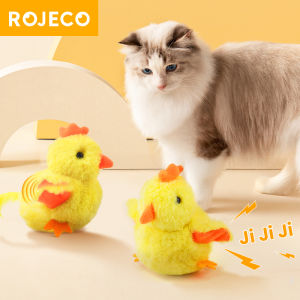 ROJECO Flapping chick Cat Toys Interactive Electric Bird Toys Washable Cat Plush Toy With Catnip Vibration Sensor Cats Game Toy Kitten