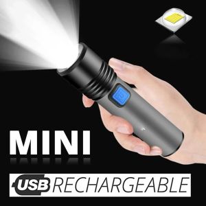 USB Rechargeable LED Flashlight With LED Built in 1200mAh Lithium Battery Waterproof Camping Light Zoomable Torch