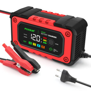 12V 7A Smart Battery Charger Portable Auto Motorcycle Charger Pulse Repair for Lead Acid AGM GEL Storage Battery FOXSUR