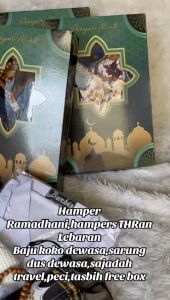 Hampers/Parcel/Souvernir/Paket Koko Berbis Sajadah traveling Sarung dus Peci Tasbih plus box Kenyamanan Beribadah di Mana Saja