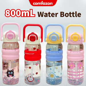 Ready Stock Portable Water Bottle Children Straw Bottle With Handle 800ml Water Cup BPA-Free For School Kids Sport