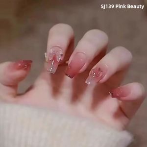 Handmade Butterfly Knot Wearable Nails New Year Style Beauty Nail Art Nail Tips Easy Application Long Lasting False Nails