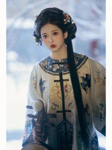 New Chinese Style round Neck Embroidered Top Heavy Work Stitched Qing Dynasty Court Fashion for Modern Women Traditional Costume