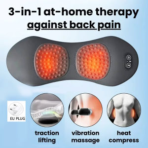 3-in-1 Back Massager Heat Vibration for Back Pain Relief Herniated Disc Stretch Support Traction Lower Back Massage Pillow