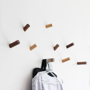 No-Drill Tile Hook Solid Wood Strong Rivet Ceramic Wall Mounted Coat Hooks Nordic Style Clothes Hanger Home Decor Hardware