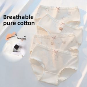 Girls Cotton Underwear Pure Cotton Angle Bottom Flat Briefs Childrens Innerwear Breathable Moisture Wicking Home Comfortwear