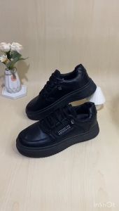 Sepatu Sekolah Wanita Hitam Polos Korean Import Alena MNS01 Bisa COD Free Box Gratis Ongkir