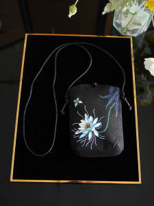 Mini Silk Hand-Painted Phone Bag New Chinese Style National Trend Fragrant Cloud Silk Shoulder Crossbody for Women