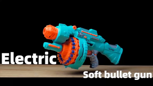 Soft bullet toy gun electric continuous firing space soft bullet explosion toy rotating bullet wheel suction cup toy