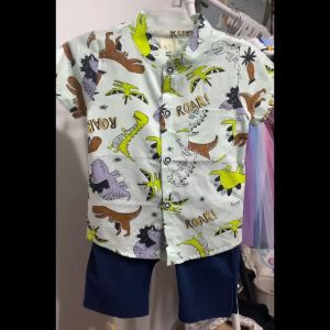Baby kids dinosaur print animal print clothes polo shorts set Toddler Boy Summer Pattern