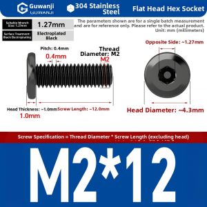 GUWANJI | Black 304 Stainless Steel Countersunk Hex Head Flat/Round/Tapered Furniture Clamping Screw