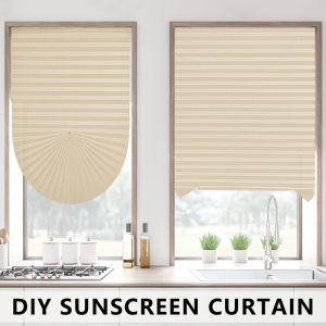Simple Pleated Window Shades Self-Adhesive Non-Woven Semi-Shading Blinds Curtains Living Room Bedroom Bathroom Home Decorations