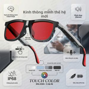 GUHUAVMI | Kính Thông Minh Bluetooth Dành Cho Nữ Với Tròng Kính Điện Biến Sắc Đổi Màu Tích Hợp Micro Kép Âm Thanh Mở Tai Chức Năng Dịch Thuật Và Gọi Điện Bằng AI