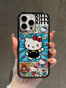 Transparent Black Edge Acrylic Phone Case for Apple 17Promax Female Version Cute Cartoon Design Protective Cover for iPhone