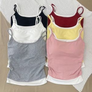 Slimming Hot Girl Style Mini Two-Piece Strap Womens Summer Top with Chest Pad Waist Inward Design Color Block Backless Inner Wear