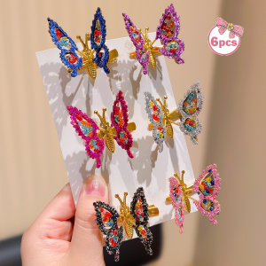 Set of 6 Sweet 3D Butterfly Hairpins Ideal Daily Accessory for Girls Adorable Hair Decorations