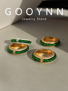 GOOYNN | Nhẫn Thạch Anh Xanh Đơn Giản Sang Trọng