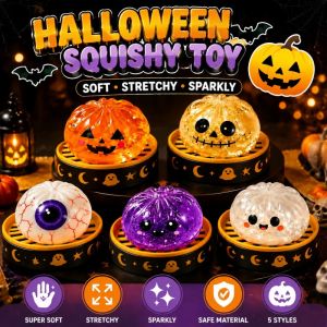 Stress Relief Toys 2PCS - Glitter Ghost Bao Bun Squishies TPR Slow-Rise Fidget Decor with 5 Characters for Adults Party
