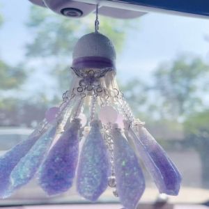 Dream Butterfly Badminton Shuttlecock Keychain DIY Handmade Creative Gift for Couples Friends Girlfriend Ice Purple Color