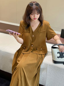 Short Suit Jacket Womens Spring New Professional Set Skirt Slimming Large Size Pleated Half Skirt Two Piece Set Korean Style