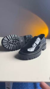 Chunky Loafer Da Bóng Màu Đen Đế 5cm Dustino