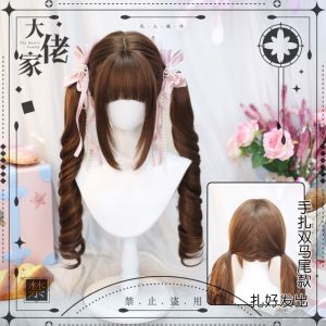 Bó Hai Đuôi Tóc Dài Xoăn Giả Realistic Đa Năng Dễ Thương Cho Nữ Tóc Giả Lolita Giả Mạo JK Tóc Giả Cosplay