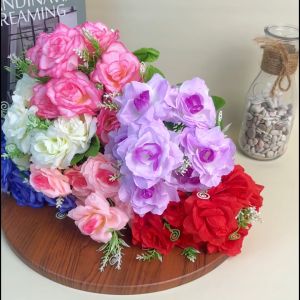 Tanaman Hias Bunga Tangkai Autumn Rose Mawar Artificial Ornamen Dekorasi Ruangan Rumah COD PBP211