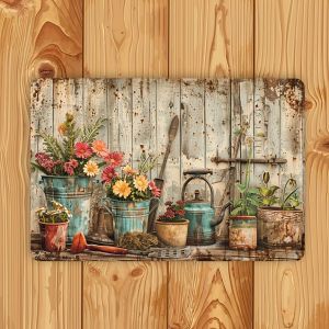 Retro floral metal plaque - suitable for home office bar caf é garage and library indoor and outdoor decoration -2D