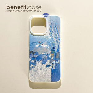 Benefit Watercolor Oil Painting Beach Mobile Phone Case Silicone Anti-Fall Creative Abstract Style Compatible with iPhone 16 pro Max Apple 15 pro