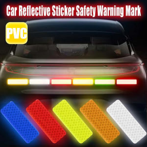 10Pcs Car Reflective Sticker Bumper Safety Warning Reflector Door Trunk Waterproof Anti Collision Strip Tape Moto Auto Exterior Accessories