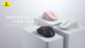 Baseus F02 Ergonomic Wireless 2.4G Bluetooth 5.2 Comfortable Mouse With 30dB Quiet Button and Adjustable Sensitivity Click without Clack(without Battery)